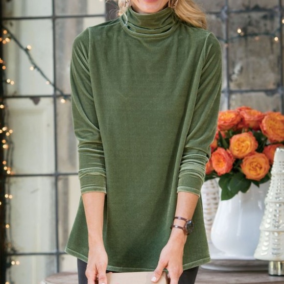 Soft Surroundings Olive Long Sleeve Top - Picture 1 of 6